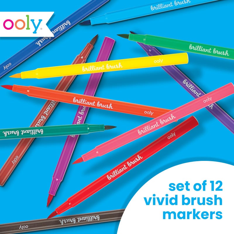 Ooly Brilliant Brush 12 Classic Colors, Calligraphy Pens for Writing & Hand Lettering, Dual Tip Pens for Beginners or Kids Includes 1 Brush & 1 Chisel Tip Pen - Image 2